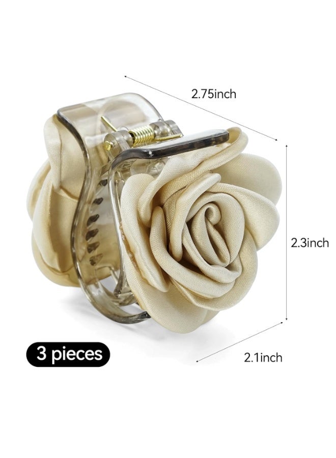 CLENEA 3Pcs Hair Clip Medium, 1.61 Inch Small Hair Claw Clips for High Ponytail,Shark Hair Clips (3 colors) - Image 2